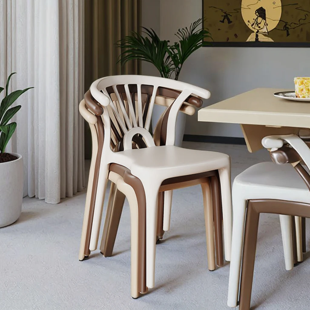 

Modern Nordic Style Thickened Dining Chair Comfortable Backrest Commercial Home Use Plastic Stool Long Sitting Internet