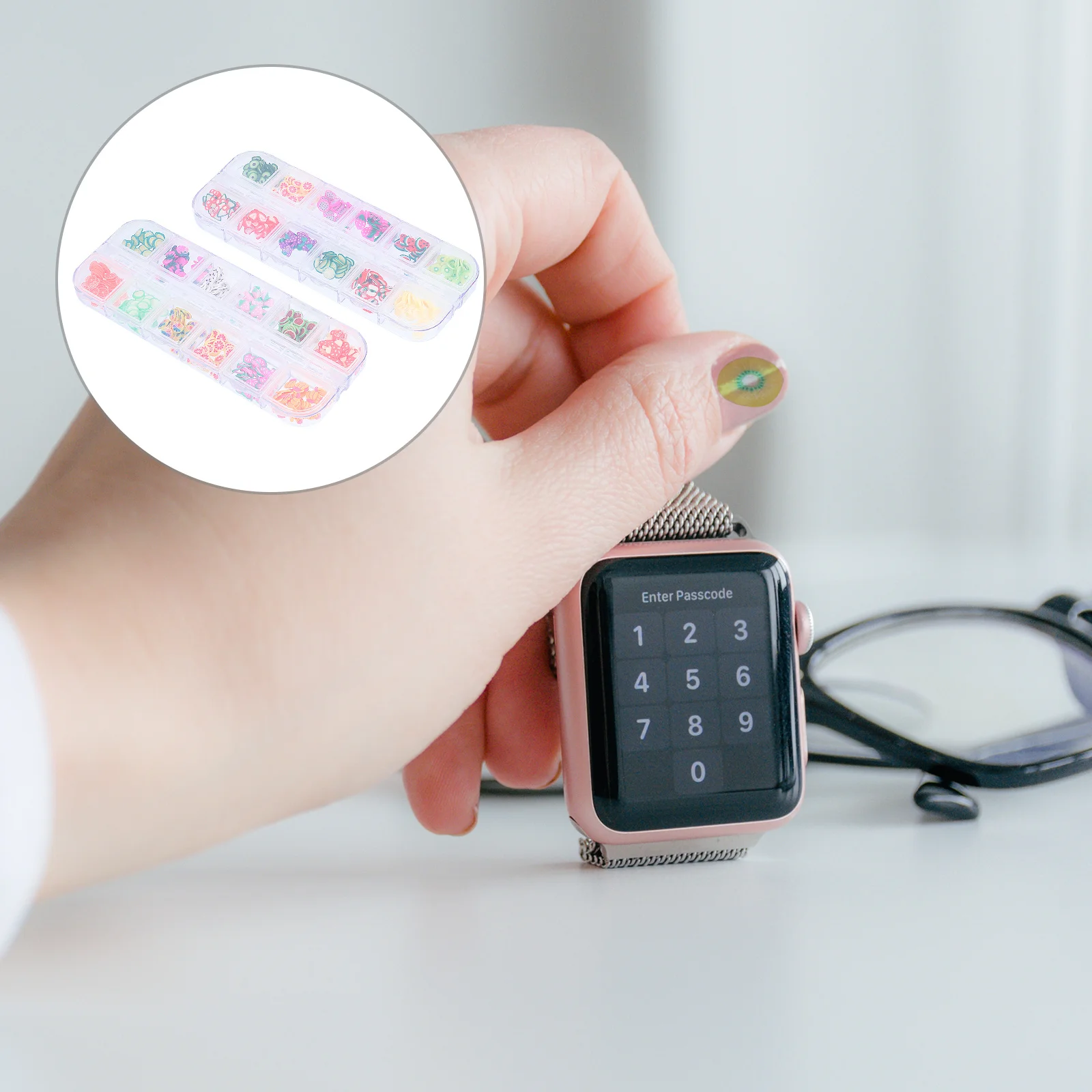 2 صناديق مسمار الفن شرائح الفاكهة مستوحاة ديكور الجلد ودية غير سامة لوازم لعيد ميلاد عيد الهالوين عيد الميلاد مسمار الفن شريحة