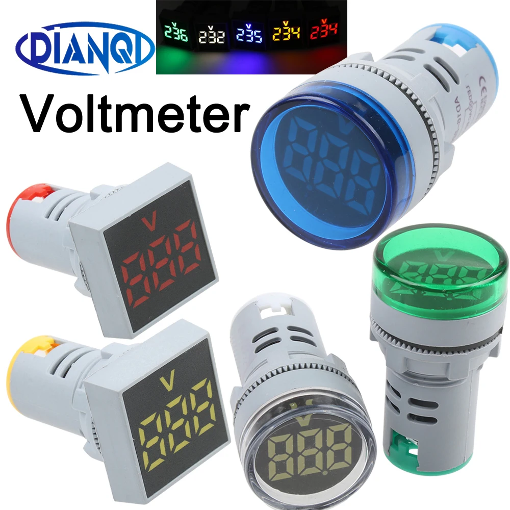 DIY Mini Digital Voltmeter 22mm AC 60-500V Round Volt Voltage Tester Meter Monitor Power LED Indicator Pilot Lamp Light Display