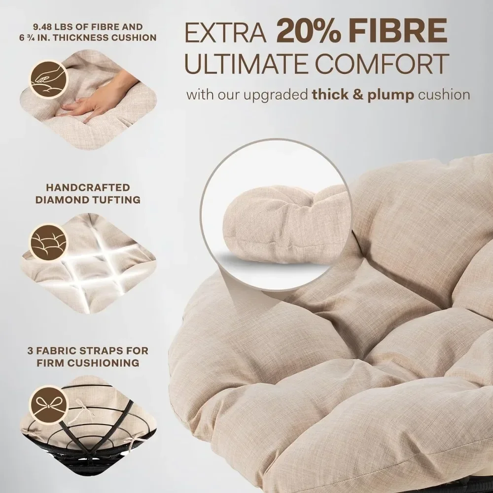 #For Ergonomic Wicker Papasan Chair with Soft Thick Density Fabric Cushion