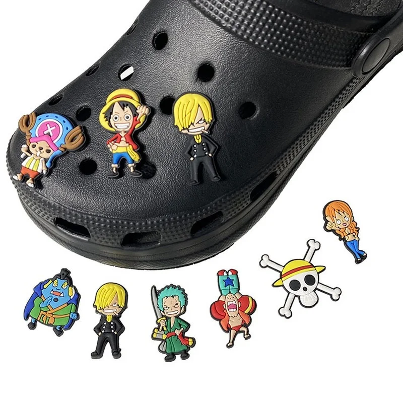 HOT One Piece Shoe Charms PVC Monkey D. Luffy Set Crocs Accessories Cartoon Shoe Decoration for Croc Jibz Kid's Party X-mas Gift