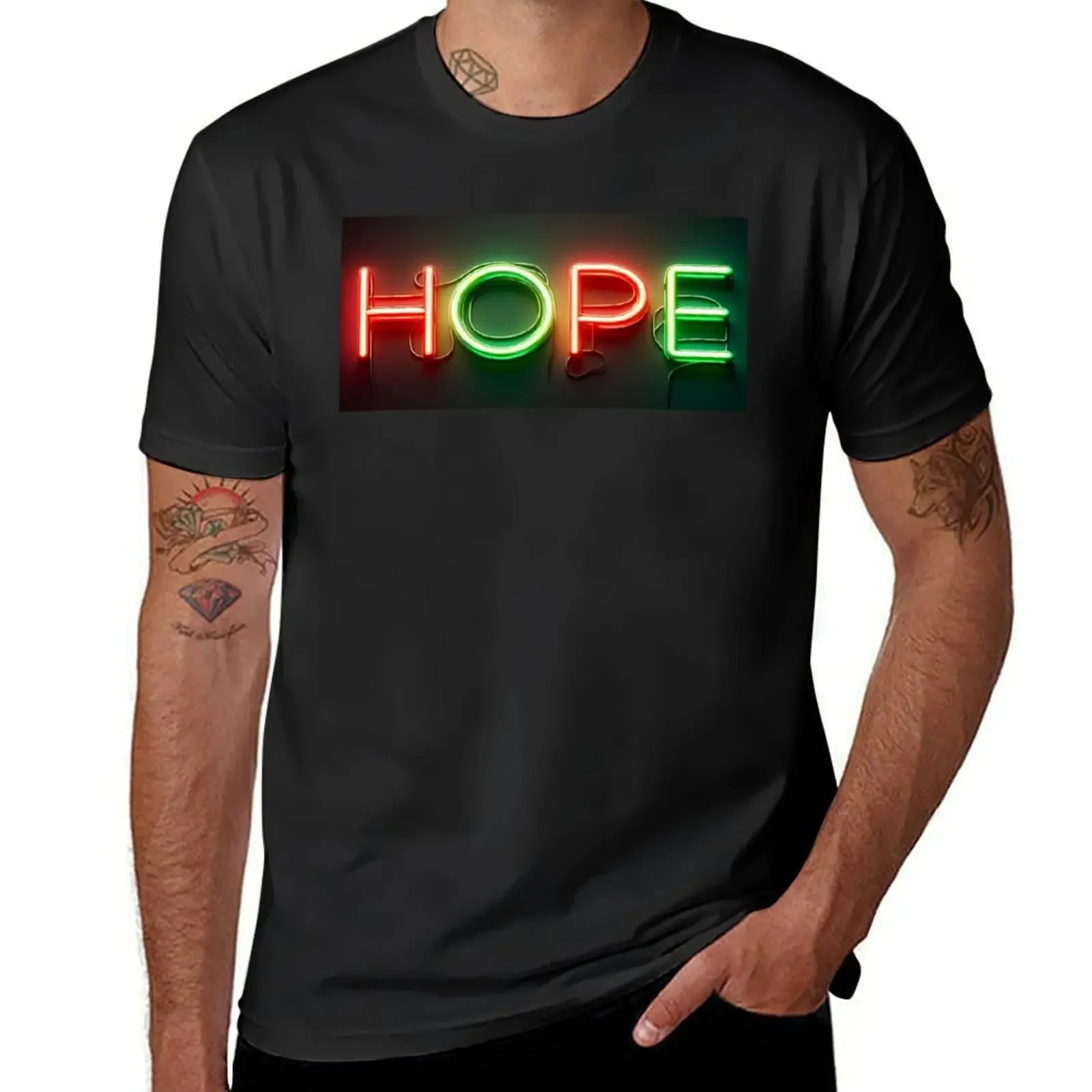 Hope sparks resilience neon line T-Shirt essential t shirt aesthetic clothes sublime quick drying heavy weight t shirts for men