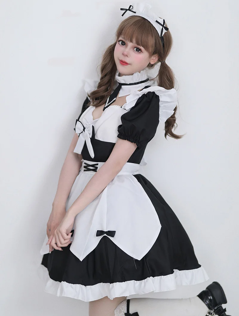 Maid Suit Lolita Vestido Kawaii Role Play Trajes Estética Vestuário Mulher Estilo Clássico Anime Cosplay Uniformes Manga Curta