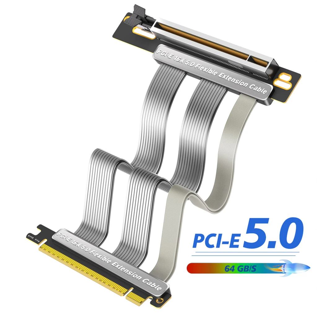 XT-XINTE PCI-E 5.0 16x Kabel Riser Kartu Grafis Kabel Ekstensi PCI Express Kartu Ekspansi GPU Riser Ekstender Terlindung