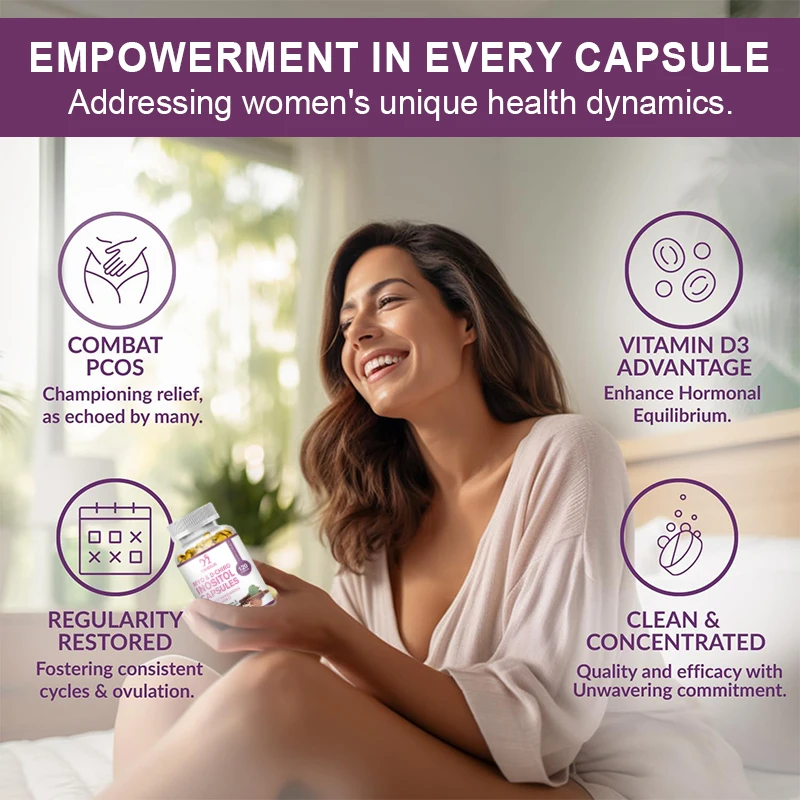 Myo-Inositol & D-Chiro Inositol Capsule with Folate Supports Ovarian Function Hormone Balance Fertility Supplements Beauty Healt