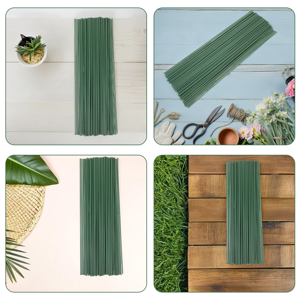 100 قطعة 30 سنتيمتر أسلاك الحديد الزهور الخضراء DIY بها بنفسك زهرة ينبع قضبان معدنية الحرف الزخرفية الاصطناعية لقضيب زهرة المنزل الزفاف #5