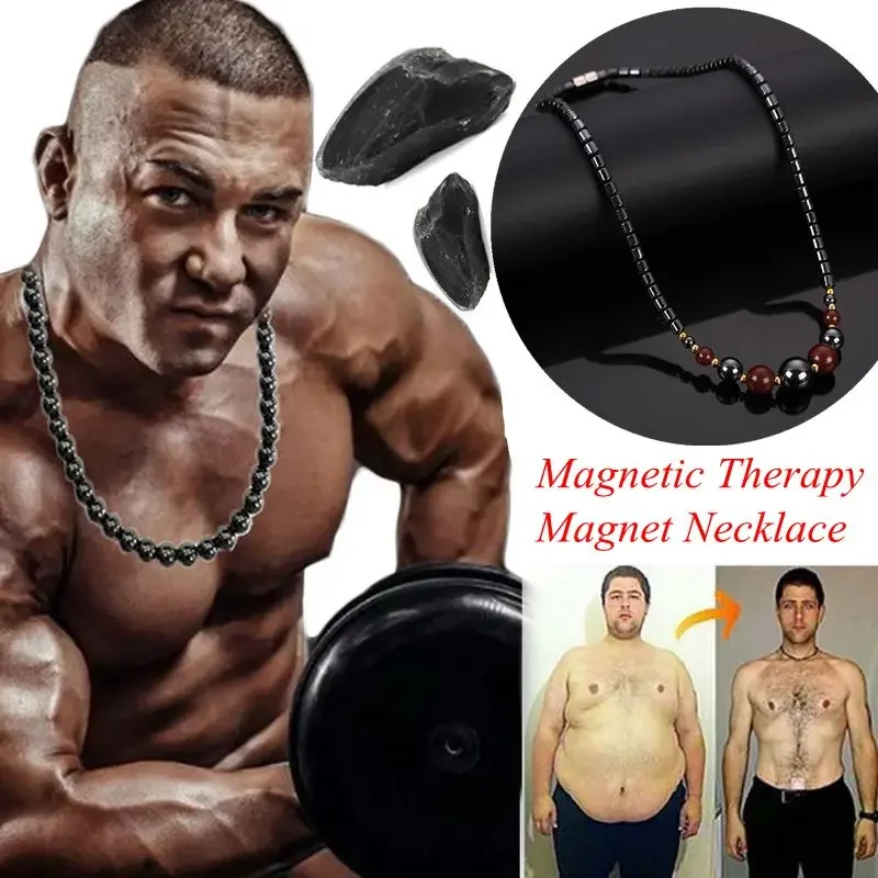 Unisex New Black Magnet Magnetic Therapy Necklace Men Weight Loss Necklace Slimming Fashion Magnet Chain Women Lose Weight Neck