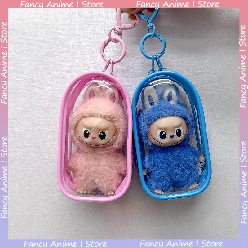Voor Mini Labubu 4.0 Pluche Pop Kleurrijke Beschermhoes Uitje Display Tas met Hart Sleutelhanger voor Liefde Serie Pop Accessoires