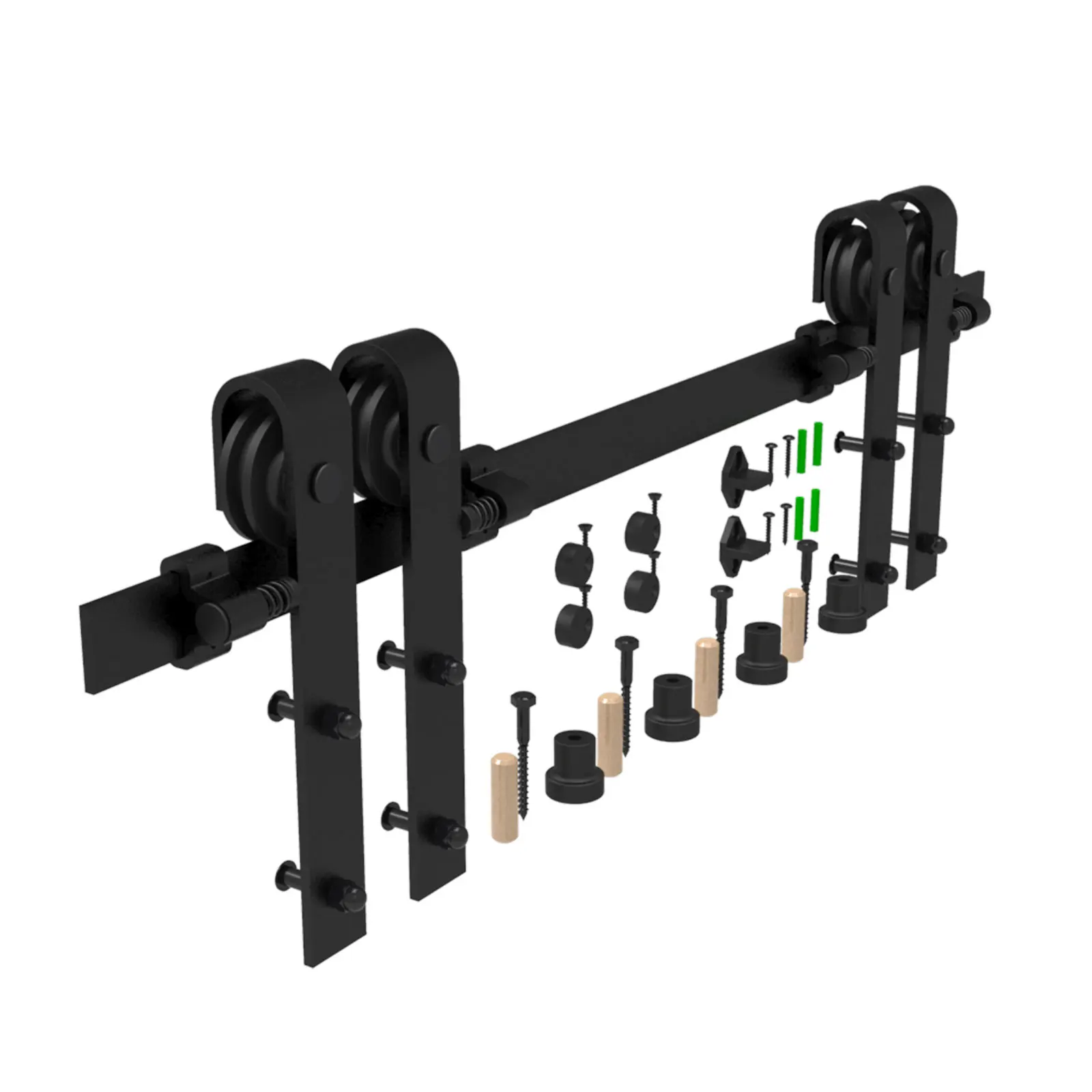 Imagem -06 - Wolfbird-heavy Duty Deslizante Interior Cloconjunto Door Hardware Kit Adequado para Porta de Madeira Dupla Fácil de Instalar Rolo Forma f