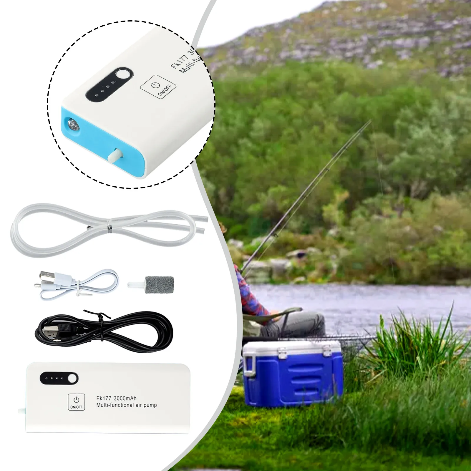 Fishing Aerator Air Pump USB-Charging Oxygen Pump Car Oxygenated Mobile Oxygen Pump For Outdoor Fishing Practical Accessories