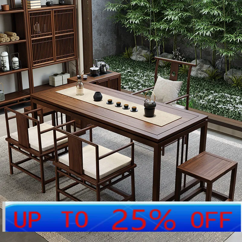 

LMM new Chinese solid wood tea table and chair combination Ming style tea table Zen office tea table