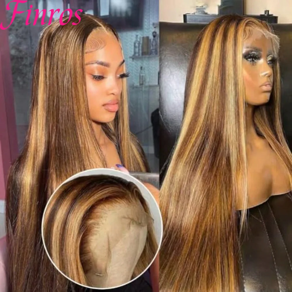 

Highlight Wig Human Hair Lace Front Wig Bone Straight Blonde Ombre Color Brazilian 13X6 Lace Frontal Wigs For Women Pre Plucked