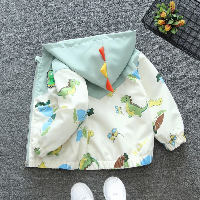 Children's Hooded Jacket Spring Teenager Boys Girls Fashion Dinosaur Outerwear Autumn Big Kids Casual Clothing Coat for 2-10Y