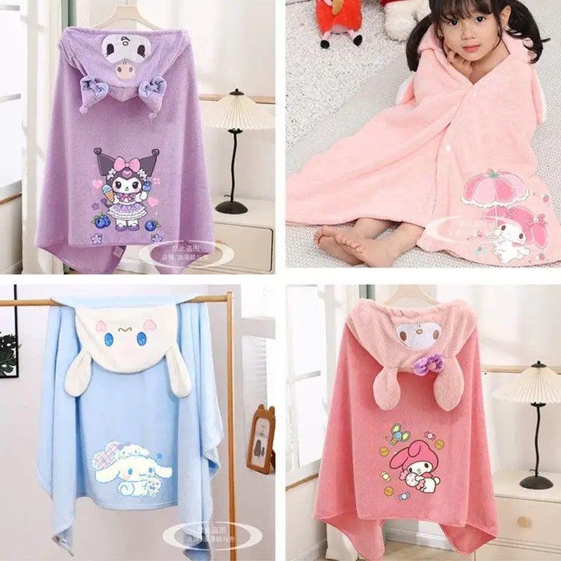 Халат Sanrio с мультяшным принтом Cinnamoroll, милая ночная рубашка с капюшоном для девочек, осенняя детская модная домашняя одежда с длинными рукавами, дышащая Халат Sanrio с мультяшным принтом Cinnamoroll, милая ночная рубашка с капюшоном для девочек, осенняя детская модная домашняя одежда с длинными рукавами, дышащая