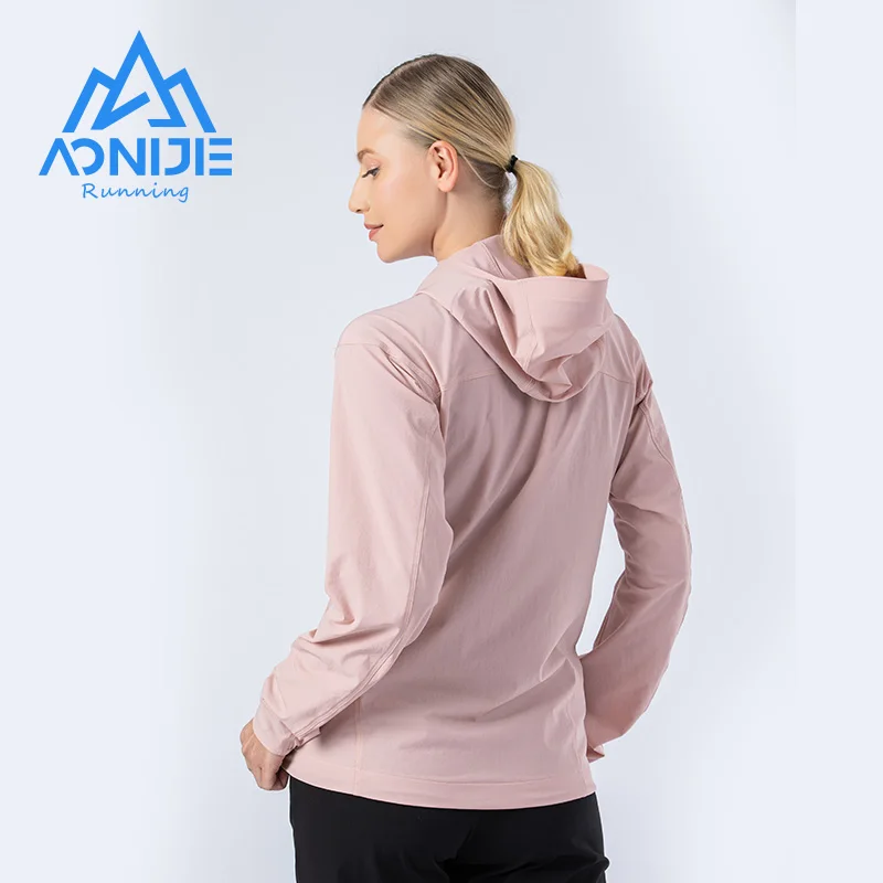 AONIJIE FW5136 Women Female Waterproof Sports Thin Jacket Windbreak Hooded Coat Breathable For Gym Running Hiking
