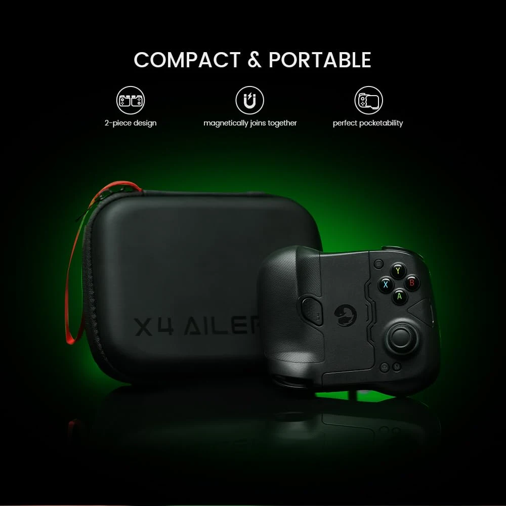 

X4 Aileron Bluetooth Android Mobile Game Controller with Hall Effect Joystick - Split Design with Carrying Case