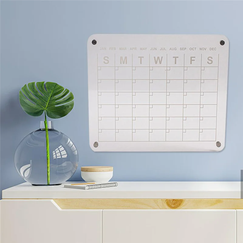 2 قطعة مسح مبللة المغناطيسي مجلس للثلاجة التقويم للثلاجة ملاحظة مجلس ممحاة قابلة لإعادة الاستخدام الاكريليك واضح 40X30cm