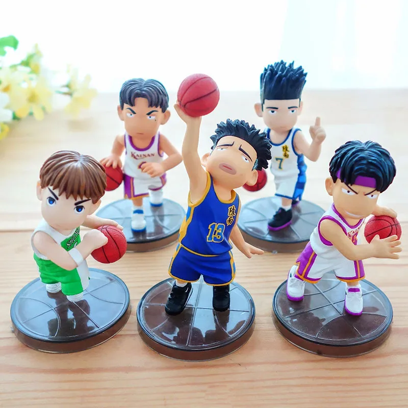 5Pcs/set Cartoon Slam Dunk PVC Statue Sakuragi Kaede Rukawa Model Doll Collectible Car Desktop Toys Kids Friends Birthday Gift