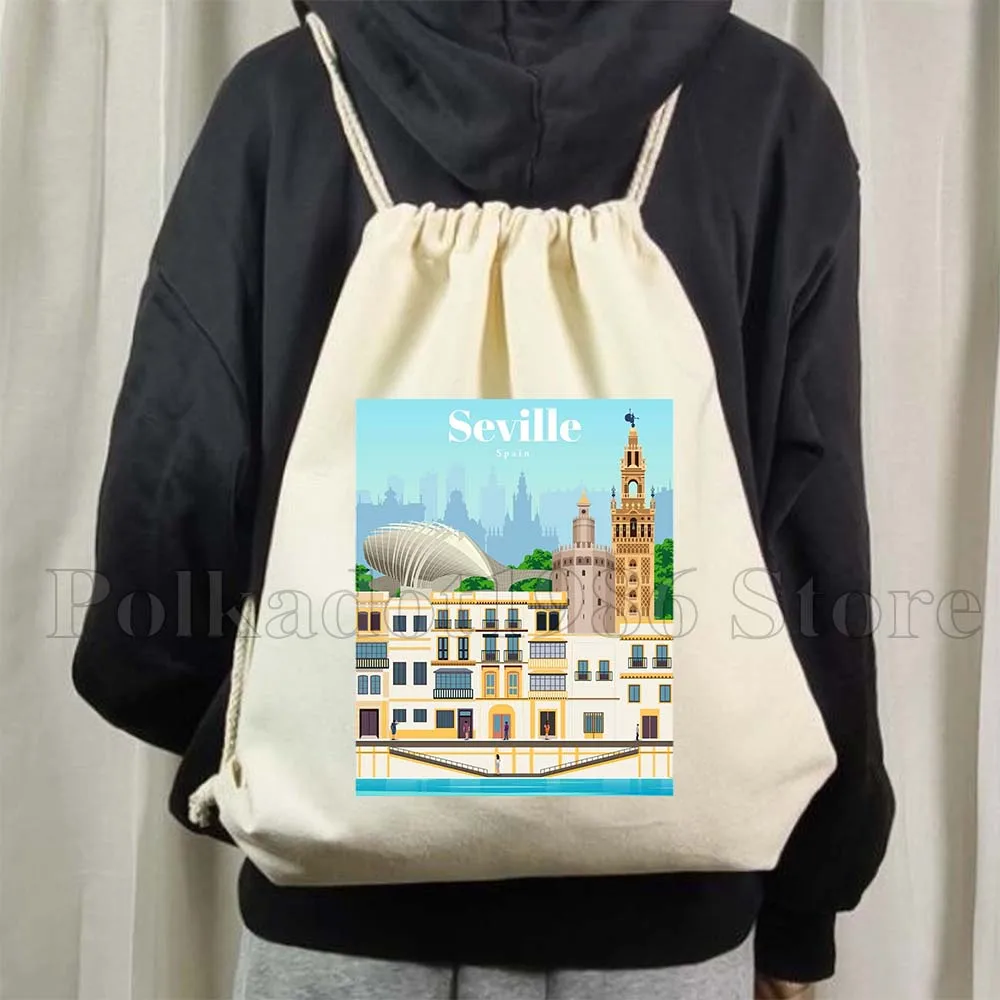 Montreal Mumbai Munich New Delhi Osaka Oslo Petra Prague Quebec Rejkjavik Riga Canvas Drawstring Bags Soccer Backpack Sackpack