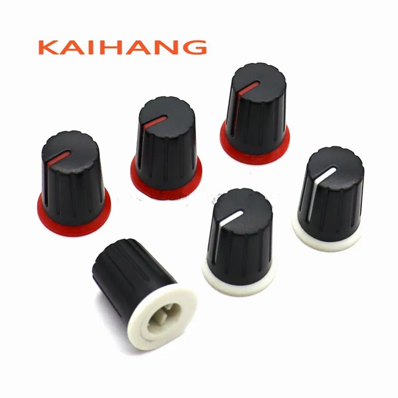 10PCS 15.5*18.5MM Plastic Double Color Knob Potentiometer switch Sound card volume Mixer knob cap Knob D-Shaped Inner Hole 6mm