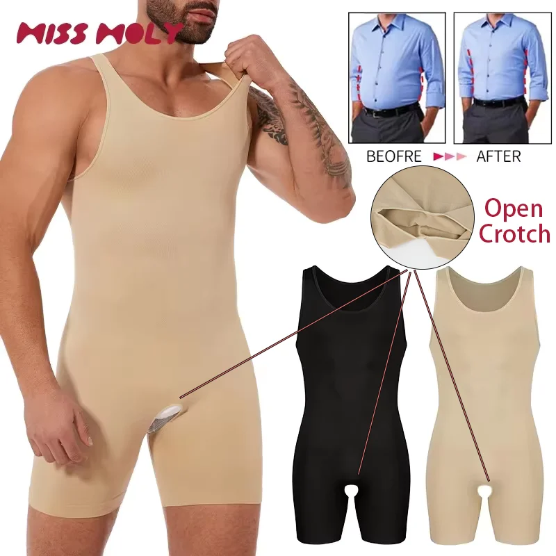 Mens Sleeveless Full Body Shaper Slimming Compression Underwear Seamless Bodysuit Shapewear Tummy Control Undershirt Para Hombre