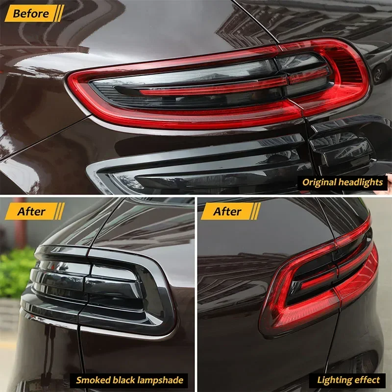

Car Accessories ABS Blackened Car Tail Light Brake Light Turn Signal Cover Trim Sticker For Porsche Macan 2014-2017