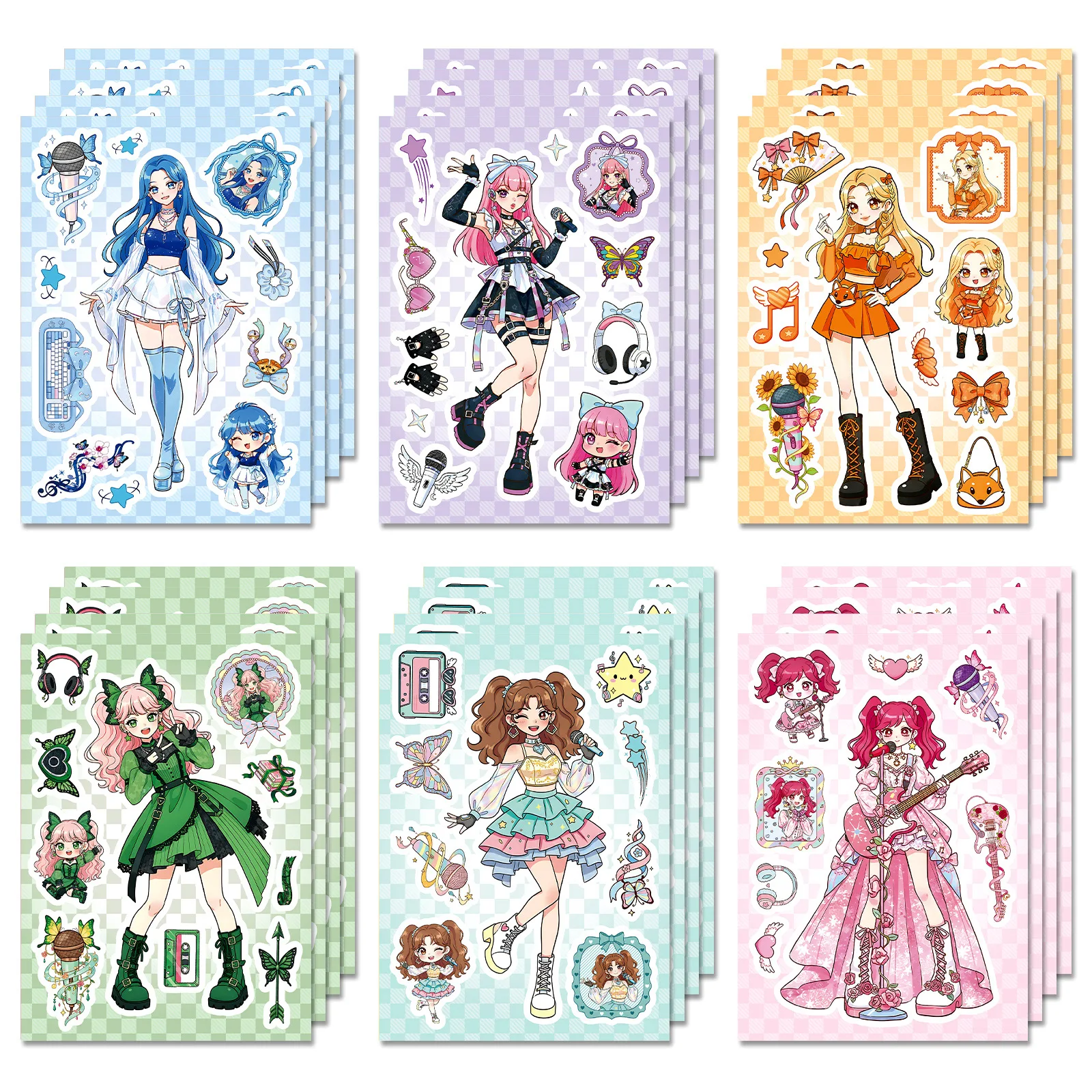 

6/12/18 шт., аниме-идол для девочек, наклейки-пазлы с изображением лица, креативные канцелярские наклейки для стола, настенный блокнот, декор комнаты