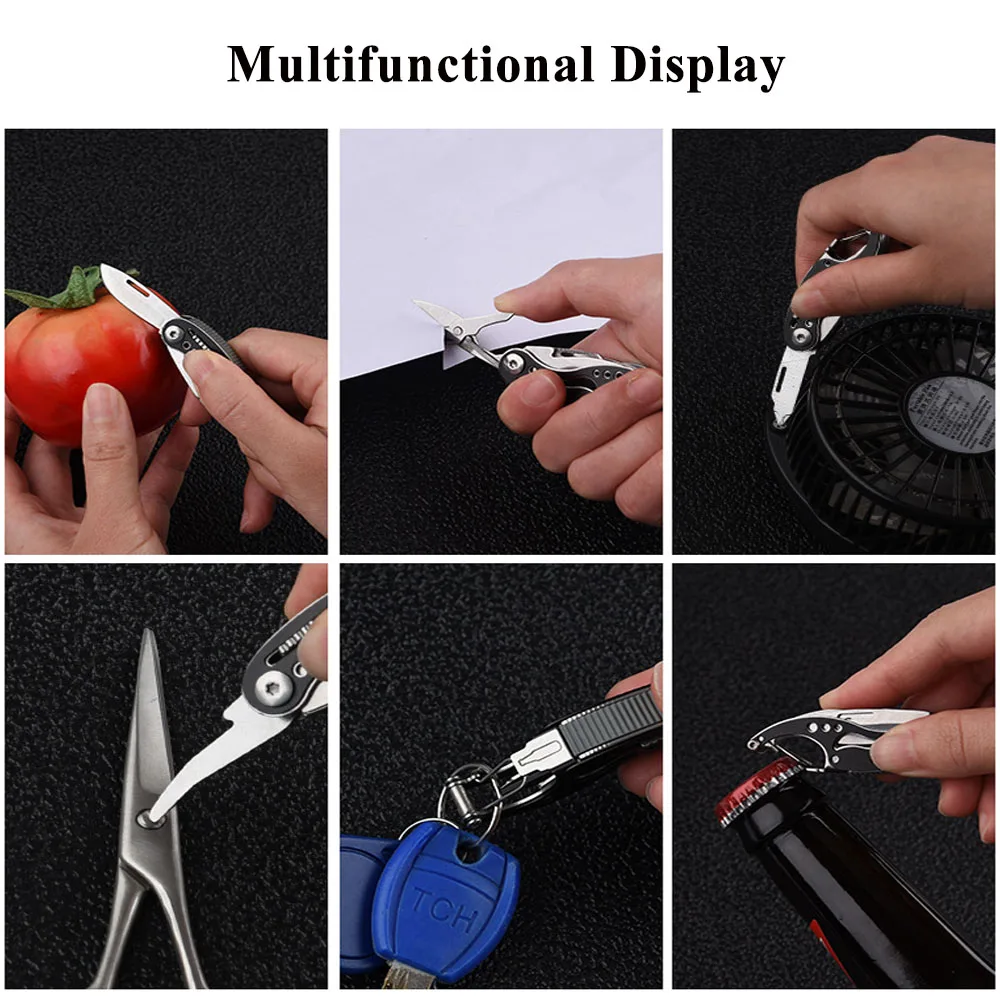 Imagem -04 - Mini Bolso Suíço Chaveiro Faca 3cr13mov Bolso Jackknife Box Cutter Multitool Gadgets de Sobrevivência ao ar Livre Bonito Camping Edc