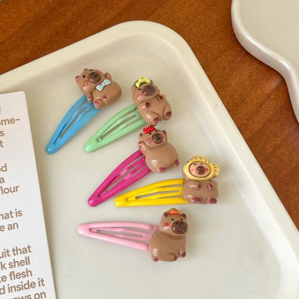 Cute Resin Capybara Hair Clip Cartoon Korean Style Capybara Hairpin Hair Accessorie Bang Clip Animal Barrettes Children