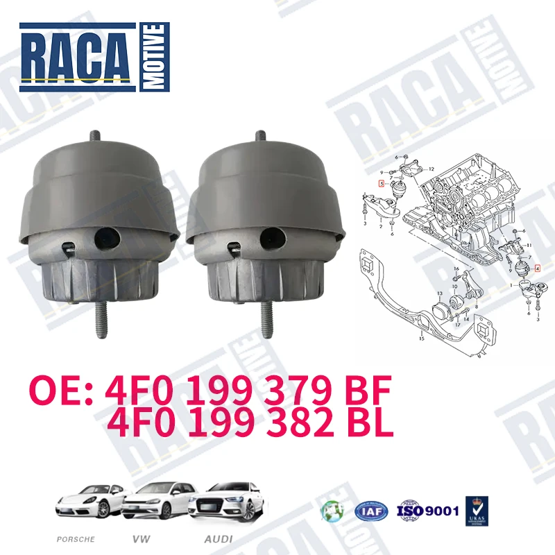 For Audi A6 Allroad C6 Quattro 3.0L 3.2L 2004-2011 Left/Right Engine Motor Mount 4F0199379BF 4F0199379BH 4F0199382BL 4F0199382BA