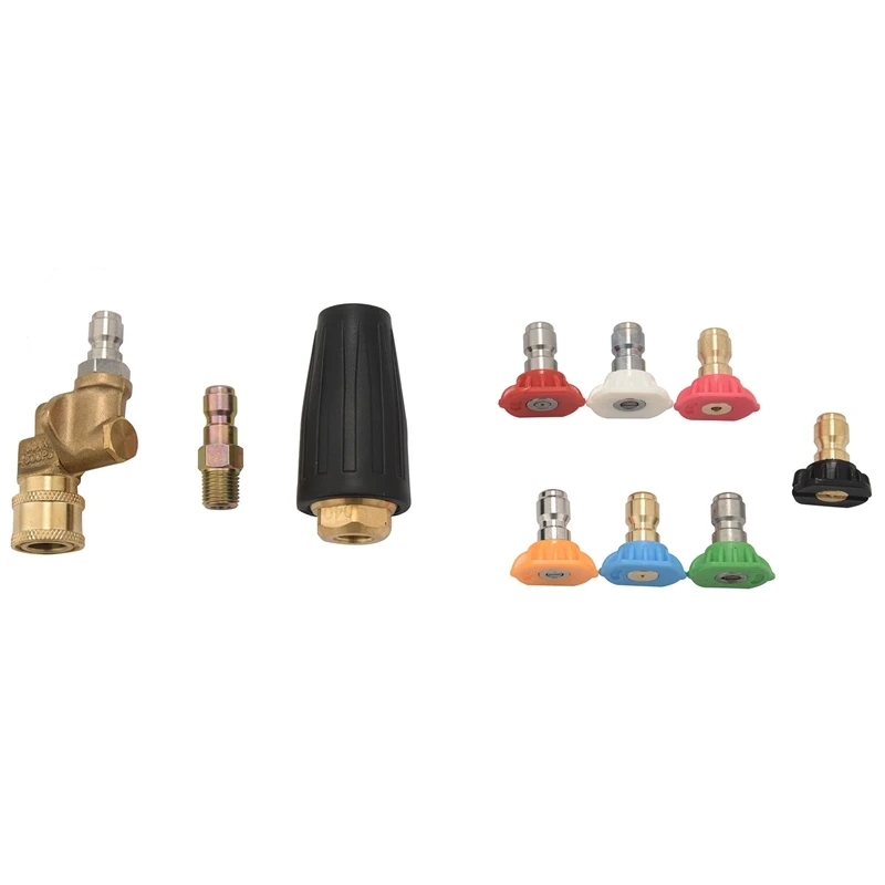 

Pressure Washer Accessories Kit, Pressure Washer Rotating Turbo Nozzle 4000PSI , 1/4 Inch Quick Connect Pivoting Coupler