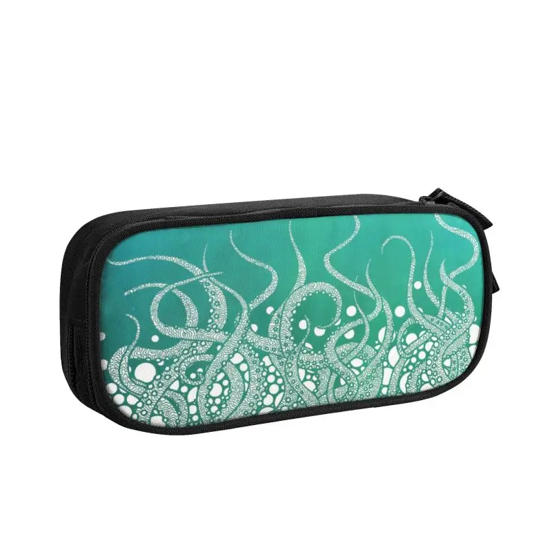 Turquoise Octopus Cthulhu Tentacles Korean Pencil Case Boy Large Storage Sea Monster Kraken Pencil Bag Pouch Students Stationery