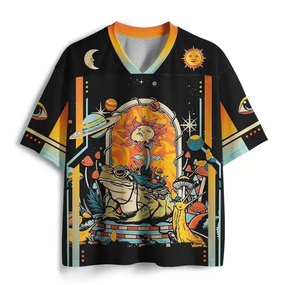 2026 Cartoon Pattern Fashion Breathable V-Neck Mesh T-Shirt Suitable for Men Women and Children As Family Exercise T-Shirts