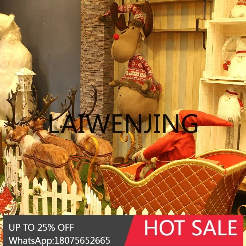 Christmas decorations Wrought iron deer pull cart large Christmas sleigh car shopping mall Christmas decoration