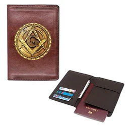 Classic Stylish Masonic Theme design Passport Cover Men Women Leather Slim ID Card Travel Holder Pocket Wallet Purse Money Case