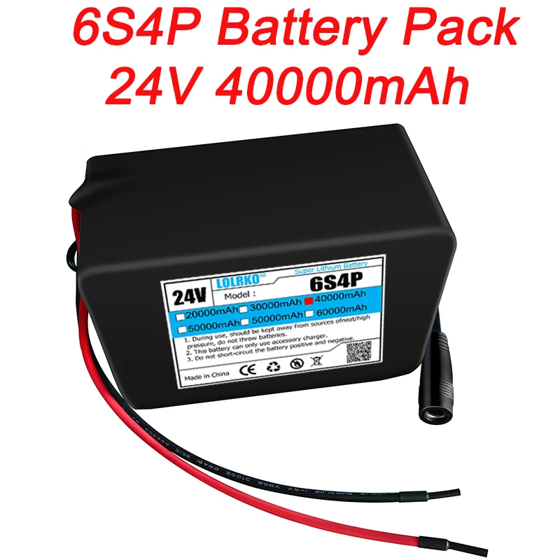 6s4p 24V 40Ah 18650 Battery Lithium Battery 25.2v 40000mAh Moped /Electric/Li Ion Battery Pack