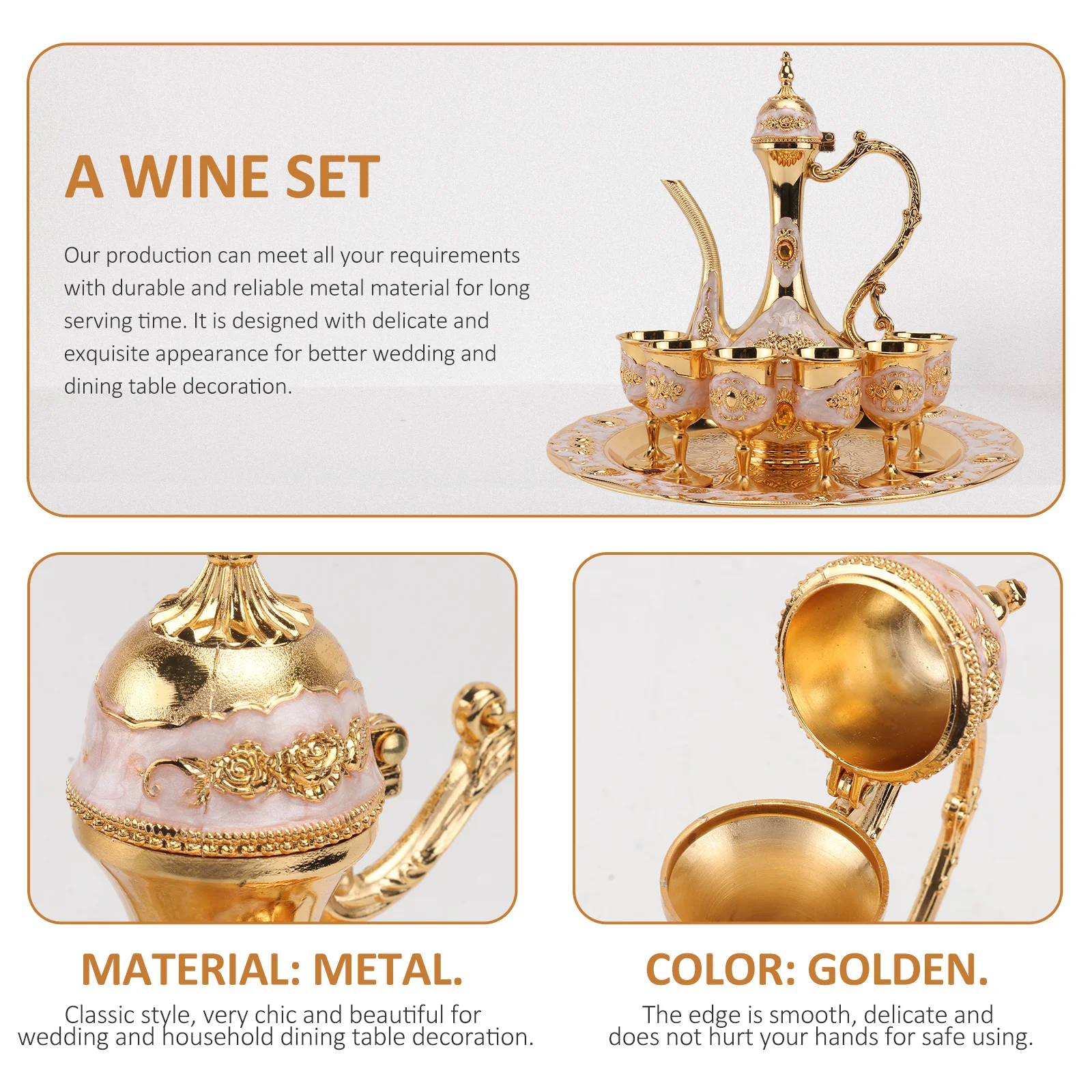 

1Set Festival Wine Set Ornament Golden Stylish Design Non-Slip Base Environmentally Friendly Material Ideal for Gift Or Personal