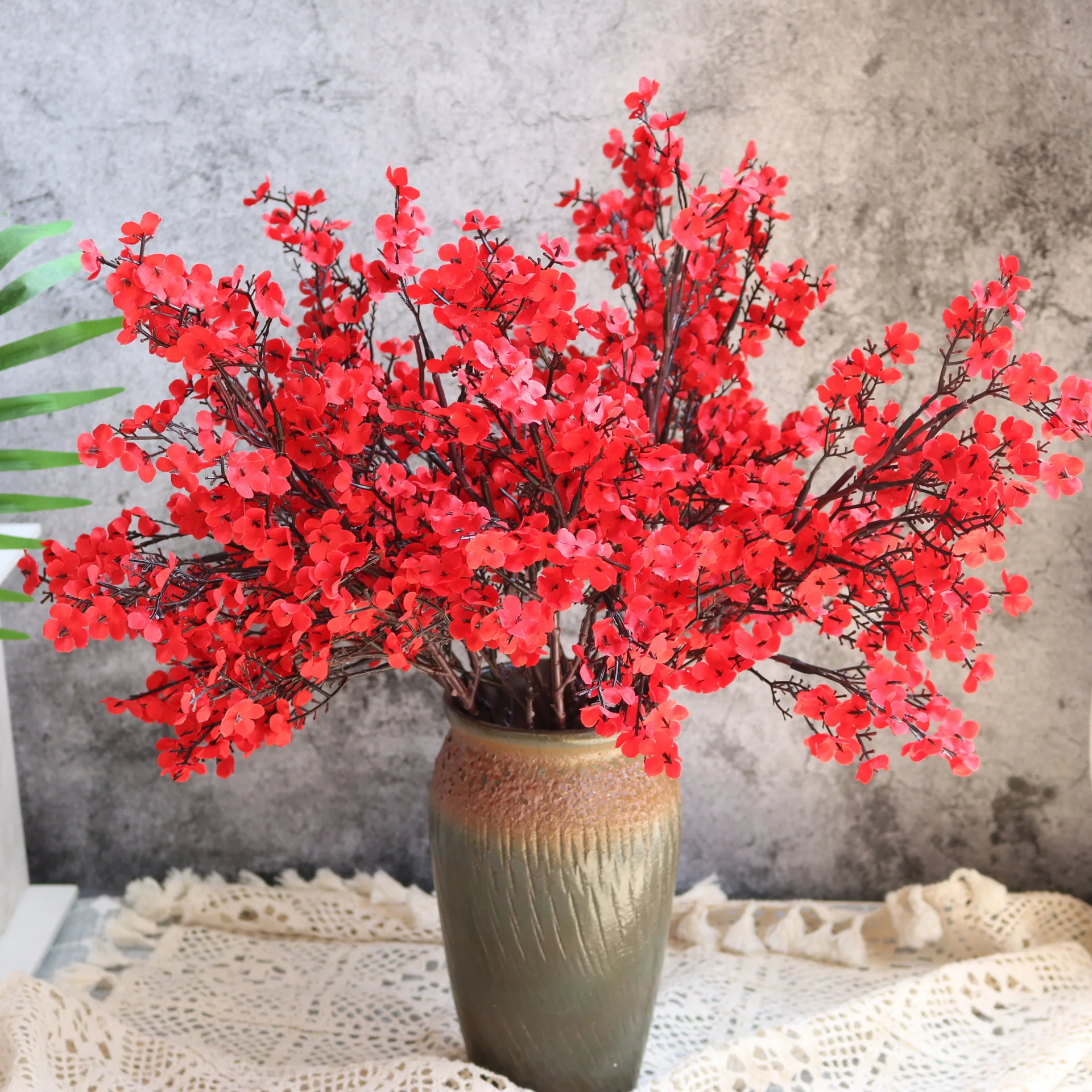 Cherry Blossoms Gypsophila Pink Artificial Flowers Fake Plants DIY Wedding Bouquet Vases for Home Decor Faux Christmas Branch