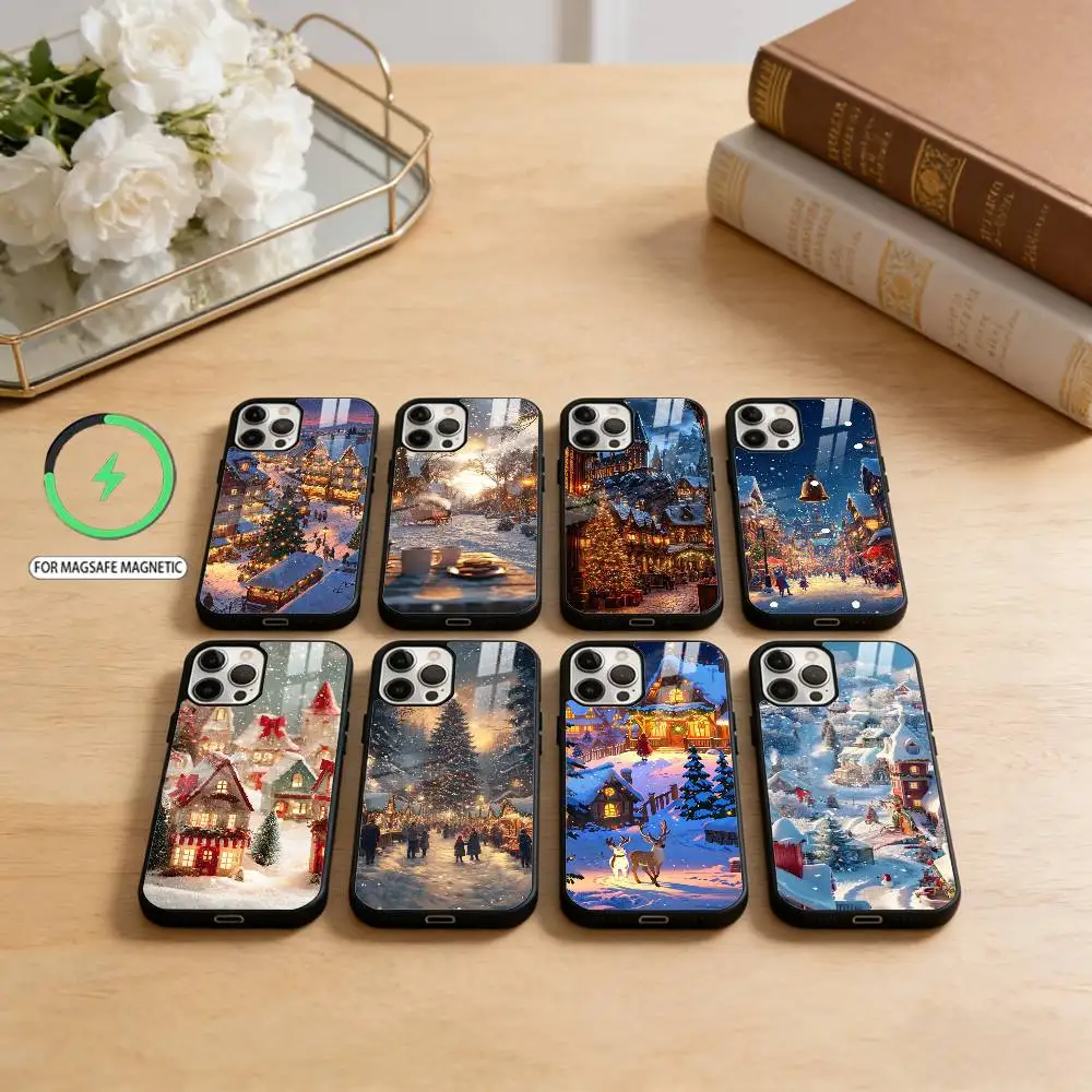 

Ins Cartoon Christmas-Style Phone Case For iPhone17,16,15,14,13,12,11 Plus,Pro Max Magnetic For Magsafe Wireless Charging