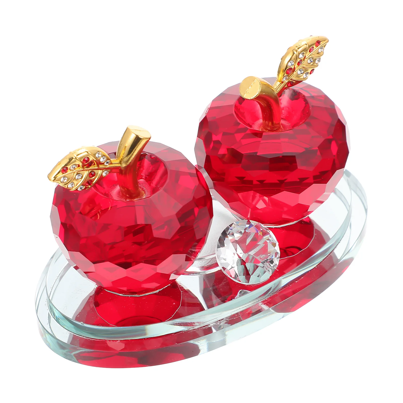 

Crystal Apple Ornament Faceted Fruit Decor Desktop Home Office Car Interior Gift Xmas Crystal Adorn Perfume Ornament Craft Home