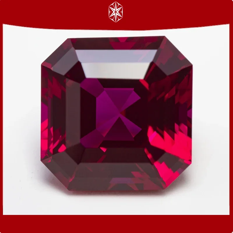 

Top Lab Grown Ruby Red color Square Asscher Cut VVS1 Gemstone Charms DIY for Jewelry Making Material Selectable AGL Certificate