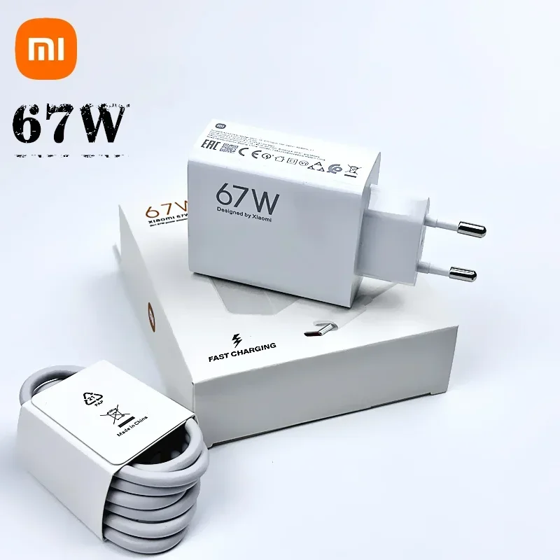 Original Xiaomi Charger 67W Turbo Charging EU Power Supply Fast Charge Usb Type C Cable For Redmi No
