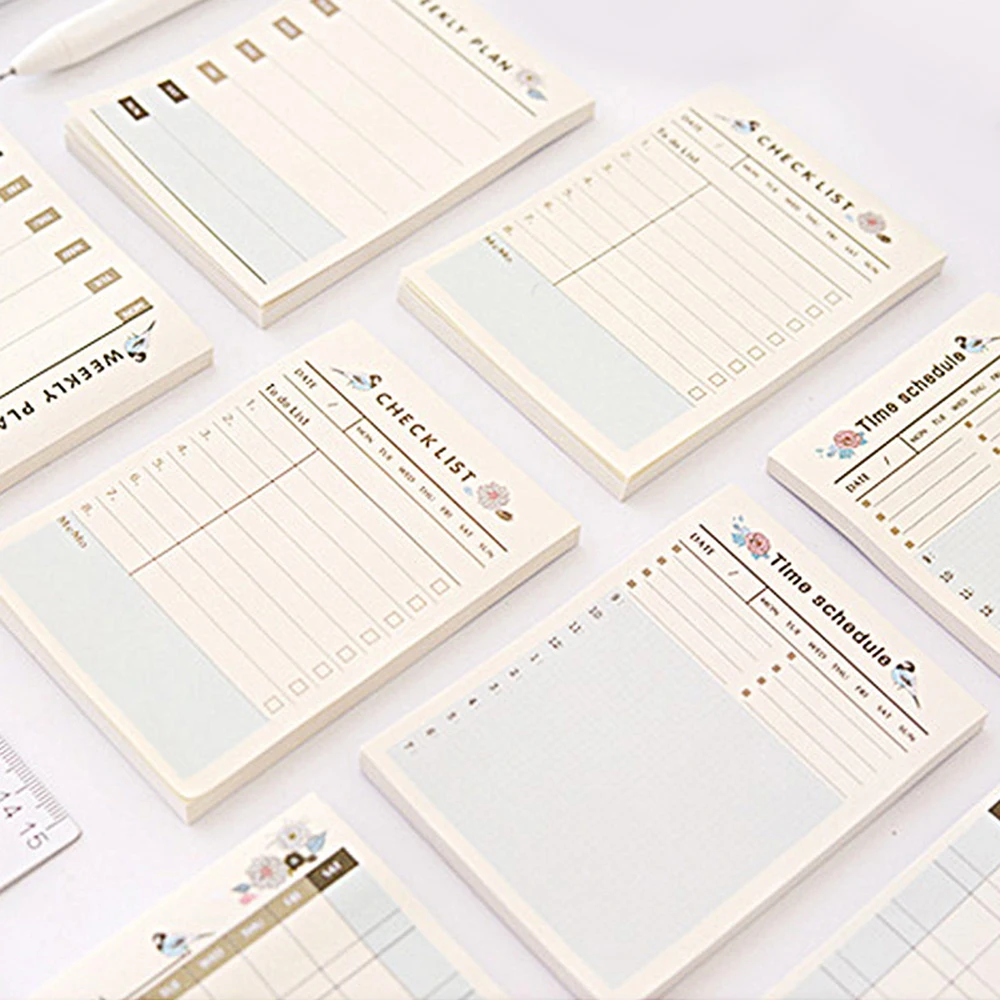 60 Sheets Memo Pad Weekly/Monthly Plan Study Schedule Portable Notepad Stationery School Office Supplies