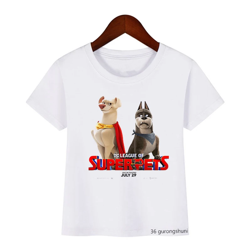 

Dc League Of Super-Pets2022 New Movie Children'S Clothing Tshirts Fashion Cartoon Boys T Shirts Kawaii Girls T-Shirts White Tops