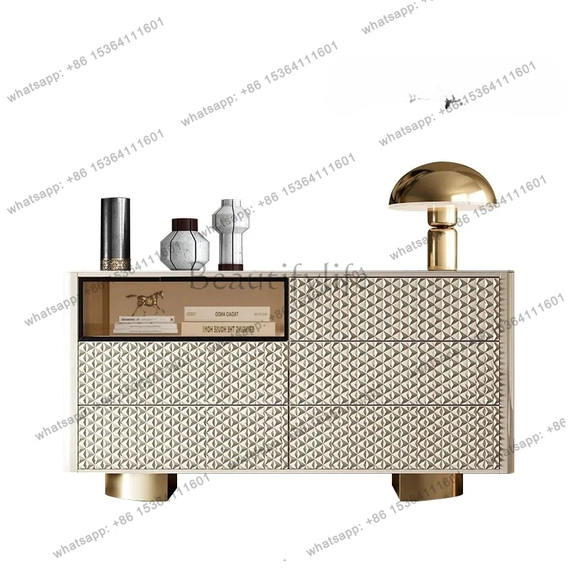 

Light luxury door cabinet entry high-end sense modern simple living room storage French storage solid wood fashion