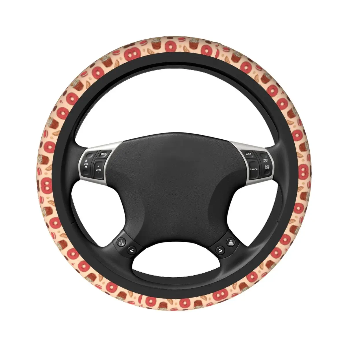 Custom Cake And Donuts Pattern Universal Steering Wheel Cover for SUV Pastries Cupcake 15 Inch 37-38cm