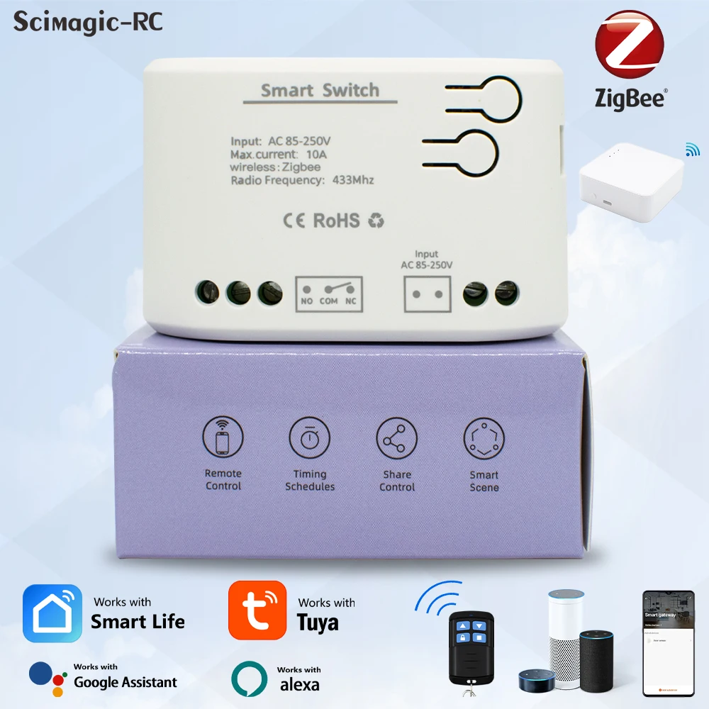 1 Channel Zigbee Smart Relay Module Smart Light Switch 7-32V AC85-250V 220V RF433Mhz Remote Control On Off Controller