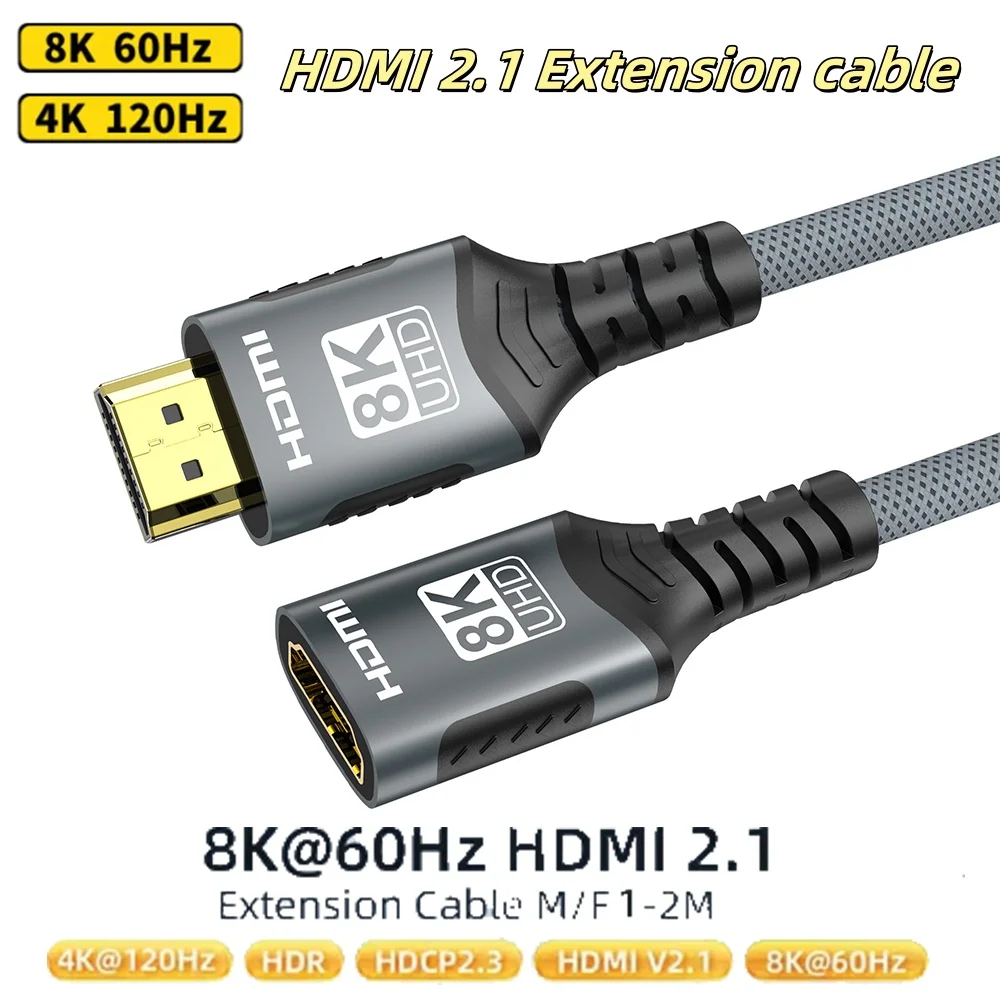 HDMI 2.1 Verlängerungskabel 8K HDMI 2.1 Kabel Stecker auf Buchse Verlängerung 8K@60Hz 4K@120Hz Für HDTV RTX PS5 Xbox HDR Video PC Laptop