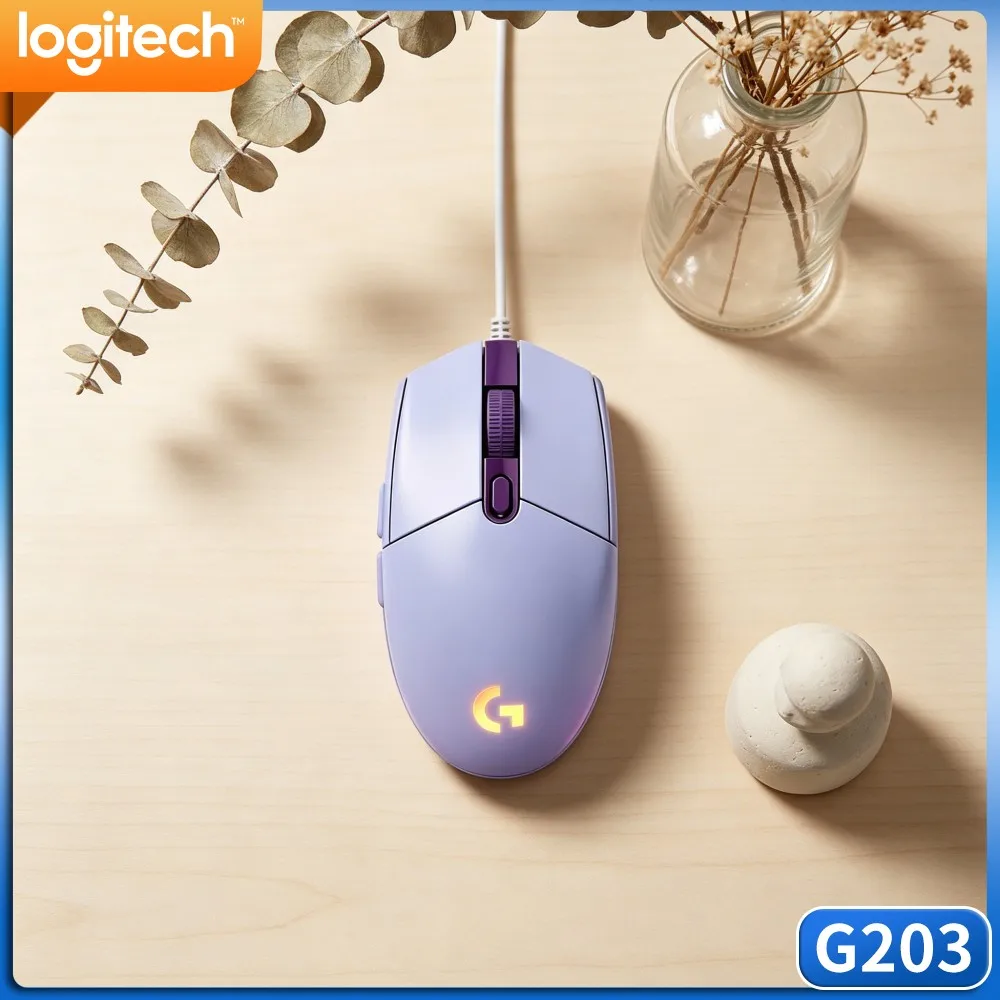 Logitech G203 Wired Gaming Mouse Responsive Clicks Tunable RGB Ergonomic Grip USB Plug‑And‑Play For Pc Daily Work