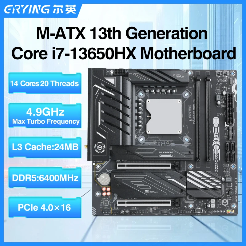 

ERYING Motherboard and Processor Kit i7 13650HX 14C20T Integrated CPU DDR5 RAM NVME LGA 1151/1700 DIY Gaming Computer placa mae